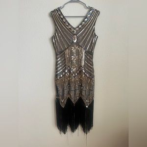 1920’s style flapper dress, size small-medium, golden sequined dress